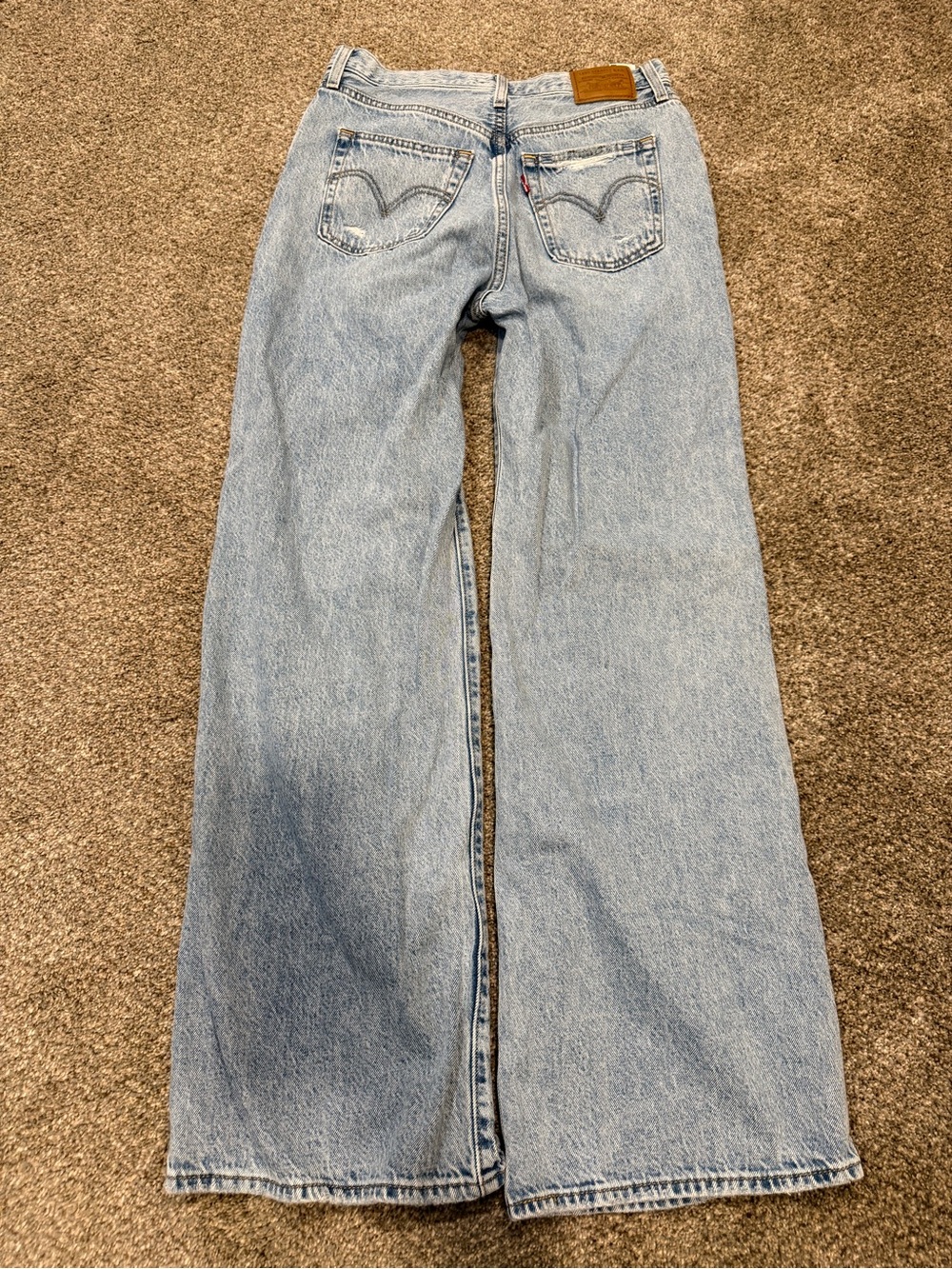 GT-0155 Levi’s Ribcage Wide Leg Jeans 28 Light Wash Distressed High Rise - Picture 2 of 7